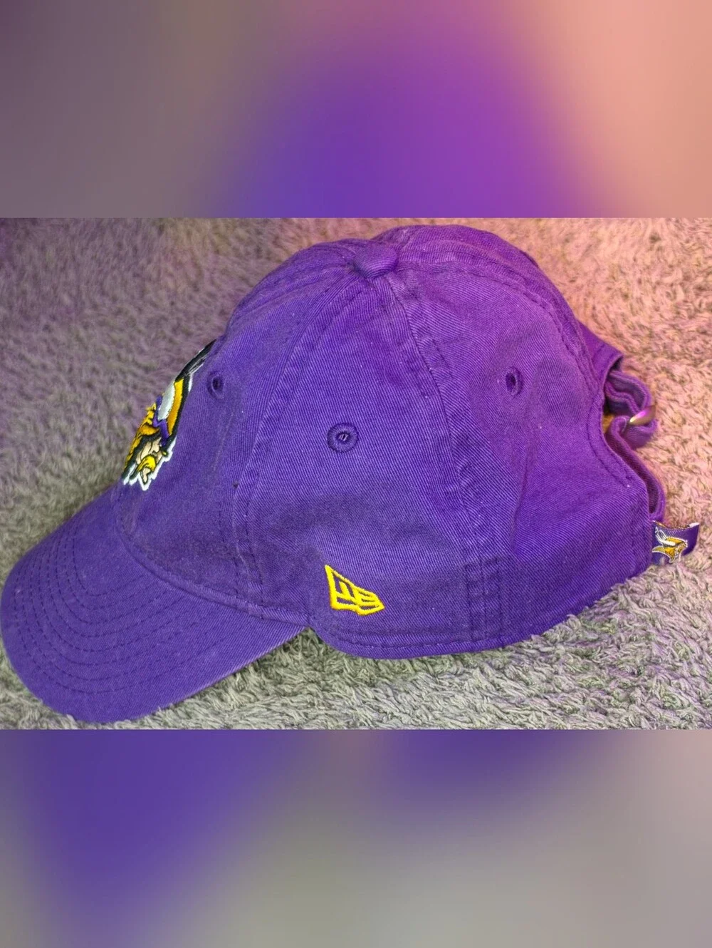 EUC New Era 9TWENTY Minnesota Vikings Youth Hat Purple Adjustable Strapback Cap